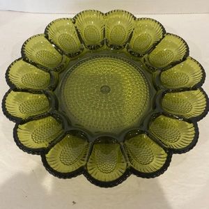 Vintage green Indiana glass devilled egg tray